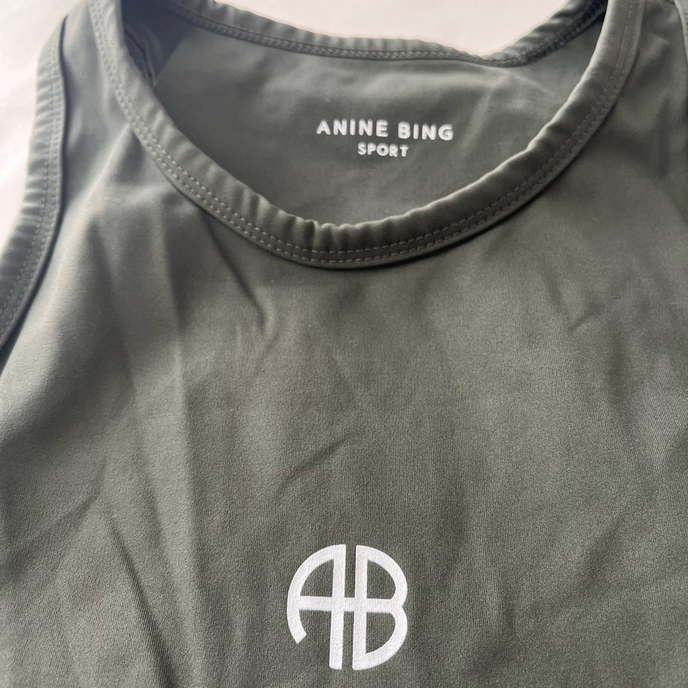 ANINE BING Sport Brett High Neck Activewear Tank Dark Olive Size M - Picture 5 of 8